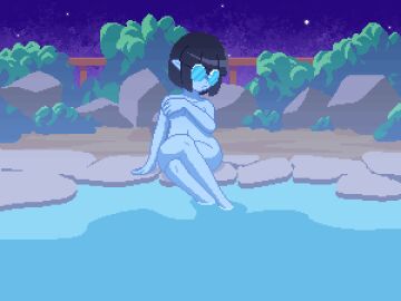 1girls 2d animated black_hair breasts darosgr elf elf_ears gif glasses nora_(shroommage) nude original pixel_art presenting pussy someone_else's_oc spread_legs