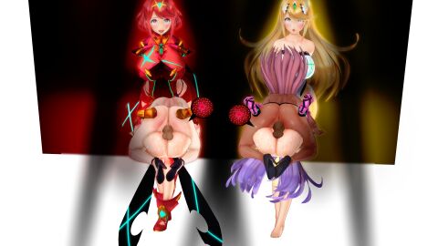 3d elf futanari intersex koikatsu mythra mythra_(xenoblade) pyra pyra_(xenoblade) xenoblade_chronicles_2