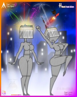 agonywelds angelsagony anthro ass breasts building buildings controversial controversy deki female male never_forget new_year offensive sketch smaller_male taller_female tenna_(angelsagony) thick_ass thick_thighs thighs twin_towers wide_hips worldtradesisters