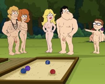 2girls 5boys accurate_art_style american_dad ass auburn_hair barefoot black_hair blonde_hair breasts brown_hair canonical_scene casual circumcised cock completely_nude connie_robinson earrings edit edited exposed female francine_smith group human long_hair male naked navel nipples nonsexual nonsexual_nudity nude nude_female nude_male nudist pale_skin penis pussy screenshot screenshot_edit shaved_pubes short_hair stan_smith steve_smith ted_robinson
