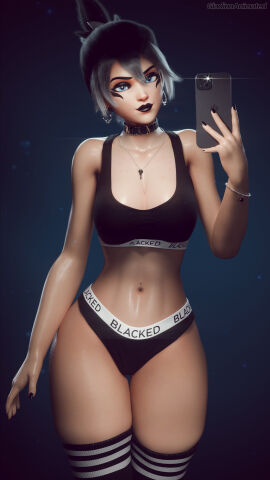 1girls 3d asian asian_female black_hair black_lipstick black_nails blacked blacked_(phrase) blacked_clothing blizzard_entertainment blue_eyes breasts choker earrings female female_focus female_only gladionanimated goth jewelry key_necklace kiriko_(overwatch) light-skinned_female light_skin looking_at_viewer navel_piercing overwatch overwatch_2 painted_nails phone piercing qos queen_of_spades queen_of_spades_symbol raceplay solo solo_female solo_focus spade_earrings stockings wide_hips