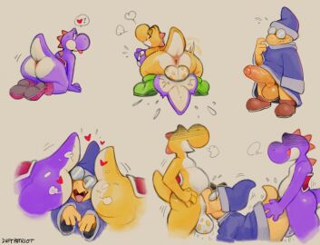 2024 all_fours ambiguous_gender ambiguous_penetrated anal anal_sex anthro anthro_on_anthro anthro_penetrated anthro_penetrating anthro_penetrating_anthro anus ass backsack balls balls_deep balls_markings ballsack bent_over between_butts big_balls big_penis biped bodily_fluids boots boots_only breath clothing dafta daftpatriot deepthroat digital_media_(artwork) dinosaur erection eyewear faceless_character fellatio footwear footwear_only foreskin from_front_position gay genital_markings genitals glasses group group_sex head_between_cheeks heart_symbol hi_res humanoid_genitalia humanoid_penis kamek koopa looking_back magikoopa male male/ambiguous male/male male_penetrated male_penetrating male_penetrating_ambiguous male_penetrating_male mario_(series) markings mating_press mostly_nude multicolored_body narrowed_eyes nintendo open_mouth oral oral_penetration penetration penile penile_penetration penis penis_in_ass penis_in_mouth prehistoric_species presenting presenting_anus presenting_hindquarters purple_body purple_yoshi reptile round_glasses scalie sex simple_background smile solo spitroast spots spotted_balls spotted_genitalia super_mario_bros. sweat threesome tongue tongue_out trio turtle uncircumcised white_background white_body yellow_body yellow_yoshi