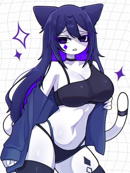 1girls bra breasts cat_ears cat_girl catgirl female jacket panties solo solo_female tagme very_long_hair yume0534