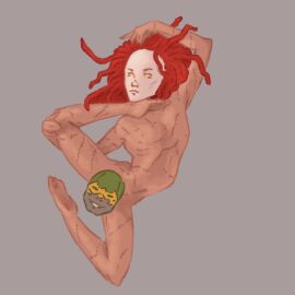 censored censored_penis chthonic contortion contortionism contortionist dc dc_comics male nonbinary penis peter_merkel_jr pinup ragdoll ragdoll_(dc) scar scars scars_all_over secret_six villain