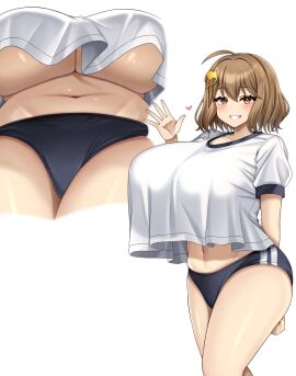 1girls 2d 2d_(artwork) anis_(nikke) big_breasts bloomers boobs_bigger_than_head breasts breasts_bigger_than_head brown-haired_female brown_hair brunette_hair buruma clothed clothed_female female female_focus female_only goddess_of_victory:_nikke huge_boobs huge_breasts light-skinned_female light_skin looking_at_viewer tagme_(artist) top_heavy underboob walking zawa4_honmono