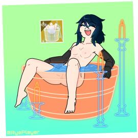 1girls anus bath bathing bathtub blush breasts bungie candle destiny_(game) destiny_2 female female_only guardian_(destiny) hunter_(destiny) in_water nipples nude nude_female pussy ryeplayer small_breasts solo solo_female translucent water