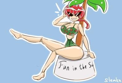 1girls after_transformation ass breasts disney dollification female female_only glasses huge_ass huge_breasts knick_knack large_breasts permanent_smile pixar post-transformation ranma-chan ranma_1/2 ranma_saotome slemka smile solo sunglasses sunnification swimsuit thick_thighs thin_waist transformation wide_hips