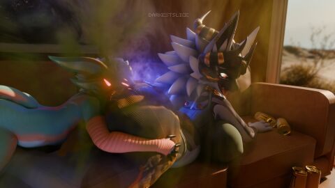 absurd_res ambiguous_gender breasts clothed clothing darkestslice face_in_ass fart fart_cloud farting_on_another feces female hi_res machine novabeast protogen soiling soiling_bottomwear soiling_pants thick_thighs