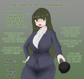 before_rape before_sex body_modification brainwashing brat corruption english_text green_eyes green_hair long_hair mechanization mind_control monstramaker suit text