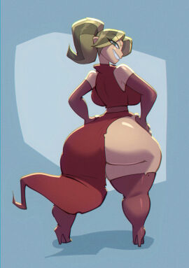 1girls ass big_ass big_breasts bigdad bottom_heavy breasts brown_hair bubble_ass bubble_butt disney dress fat_ass female female_only green_eyes hands_on_hips heloise huge_ass jimmy_two-shoes large_ass looking_at_viewer looking_back shortstack smile solo thick_ass thick_thighs wide_hips