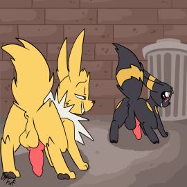 2024 2d alley anal animal_genitalia animal_penis animated anus artist_name ass backsack balls balls_fondling balls_lick balls_suck ballsack bedroom_eyes black_body black_fur black_nose bodily_fluids breath brick_wall canine_genitalia canine_penis closed_eyes cute_fangs duo eeveelution erection facial_tuft fangs feral feral_on_feral fluffy fluffy_tail fondling fuf fur genitals gif grey_eyes grin half-closed_eyes jolteon knot licking licking_lips looking_at_another looking_at_partner looking_back looking_back_at_another looking_back_at_partner looking_pleasured loop male male/male markings multicolored_body multicolored_fur narrowed_eyes neck_tuft nintendo open_mouth open_smile oral panting penis perineum perineum_lick pink_penis pokemon pokemon_(species) pokémon_(species) presenting presenting_hindquarters quadruped red_eyes rimming saliva saliva_on_anus saliva_on_balls saliva_on_perineum saliva_on_tongue saliva_string seductive sex sheath short_playtime smile sucking tail tail_motion tailwag teeth tongue trash_can tuft two-tone_body two-tone_fur umbreon wall_(structure) white_body white_fur