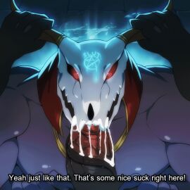 2boys animated big_penis bna_v5 deepthroat demon dialogue elias_ainsworth english_text erection fellatio first_person_view gay genitals horn_grab horns humanoid long_tongue looking_at_viewer mahoutsukai_no_yome male male/male male_only monster muscular muscular_male nude oral penile penis pov purple_body purple_skin red_eyes sex short_playtime skull skull_head text tongue_around_penis