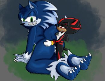 black_fur blue_fur claws cuntboy doggie_style feet green_beansz green_eyes intersex juices larger_male male male/male male_only penetration pussy red_eyes red_fur shadow_the_hedgehog smaller_male sonic_(series) sonic_the_hedgehog sonic_the_hedgehog_(series) sonic_the_werehog woods