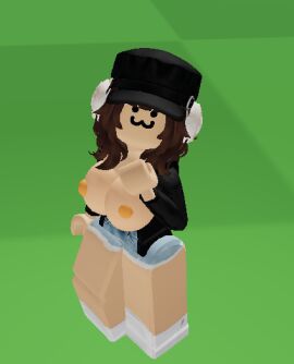 1girls 3d :3 big_breasts big_thighs bottomwear breast_focus breasts breasts_out brown_hair female female_only gameplay_screenshot grabbing_own_breast headphones large_breasts massive_breasts roblox robloxian short_hair shorts silly silly_face simple_background smug solo_focus top_heavy topless