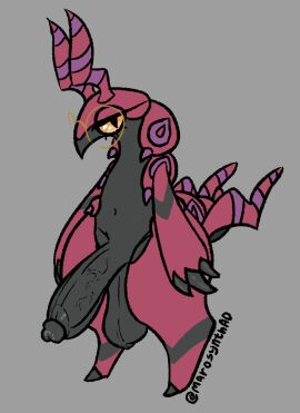 anthro arthropod balls big_balls big_penis colored digital_drawing_(artwork) digital_media_(artwork) digitigrade erection eyewear generation_5_pokemon genitals glasses huge_balls humanoid_genitalia humanoid_penis looking_at_viewer male male_only marosynth nintendo nude penis pokemon pokemon_(species) scolipede signature simple_background solo tail thick_thighs wide_hips