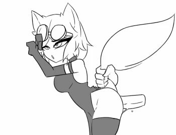 1boy 1girls ahe_gao animal_ears animated ass belly_bulge black_and_white bouncing_ass cathie_(rivergravidade) disembodied_hand disembodied_penis doggy_style dress female from_behind from_behind_position gloves goggles goggles_on_head grabbing_tail impact_lines jiggling_ass line_art male male/female nsfwmist penis penis_in_pussy pussy sex stomach_bulge tagme tail tail_grab thigh_highs thighhighs vaginal_insertion vaginal_penetration vaginal_sex