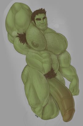 1boy abs armpit_hair balls bara beard_stubble biceps big_balls big_penis flaccid gab_art green-skinned_male green_body green_skin hairy_chest huge_balls huge_cock hulk hulk_(series) male male_nipples male_only male_pubic_hair marvel marvel_comics muscular muscular_male musk nipples nude pecs penis pubic_hair solo solo_male sweat sweating wet yaoi