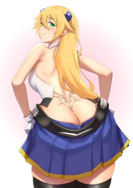 anagumasan ass ass_crack blazblue butt_crack noel_vermillion pulling_down_skirt tramp_stamp