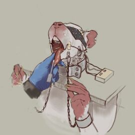 absurd_res ambiguous_gender anthro blindfold bodily_fluids bondage bound claws clothing collar contort_desire cuff_(restraint) duo electrocution electrostimulation gloves handwear hi_res lock male male/male mammal metal_collar murid murine open_mouth permanent piercing rat restraints rodent saliva sex_toy solo toilet_(contort_desire) tongue tongue_piercing tongue_piercing_pull vibrator