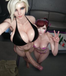 1futa 1girls 3d bikini bikini_top breasts d.va female futa_focus futa_on_female futanari height_difference high-angle_view huge_breasts huge_cock intersex mercy overwatch overwatch_2 penis selfie uncensored zzzxxxccc