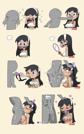 1boy 1girls all_the_way_to_the_base blowjob bondage breasts clothed crying cum cum_in_mouth cum_in_throat cum_on_breasts cum_out_nose cum_string deepthroat dildo_gag face_fucking fellatio female gag male minus8 minus8_(character) minus8_(rule63) oral original penis rule_63 saliva saliva_trail straight submissive_female text