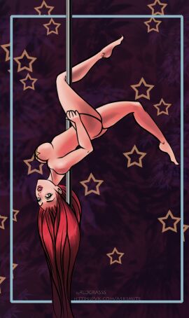 1girls asian_mythology chinese_mythology female g-string goddess hi-rez_studios light-skinned_female light_skin mythology nipple_pasties nu_wa_(smite) nude pole pole_dancing red-gras red_hair smite solo stripping