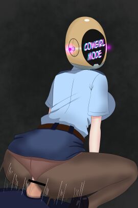 1boy 1girls absurd_res absurdres altered_common_sense ass balls belt belted_skirt blue_skirt censored change_in_common_sense clefla clothed_rape clothed_sex clothing comic common_sense_change defeated defeated_heroine droneification emotionless emotionless_sex female female_on_top femsub glowing hard_translated helmet high_heels huge_ass hypnosis indifferent looking_at_viewer looking_back male male_pov maledom mind_control original panties panties_aside pantyhose penetration penis pink_panties police_uniform policewoman pov pussy short_skirt skirt skirt_lift spread_legs squatting tech_control text thrusting torn_clothes torn_pantyhose translated unaware unaware_hypnosis vaginal_penetration