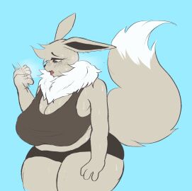 anthro big_breasts breasts breasts_bigger_than_head eevee eeveelution female furry gutmixerx huge_breasts pokemon pokemon_(species) pokémon_(species) thick_thighs wide_hips