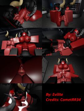 1boy 2girls 3d ass assjob blowjob breasts cock comic cum demon demon_girl dick evilite female male minotaur nipples penis penis_between_ass protogen pussy red_skin roblox robloxian self_upload sex tagme text thighs threesome vaginal_sex