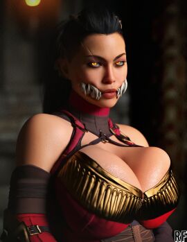 1girls 3d asian asian_female big_breasts breasts cleavage female female_only full_lips huge_breasts large_breasts light-skinned_female light_skin looking_at_viewer mature_female mileena monster_girl mortal_kombat mortal_kombat_1_(2023) nightmare_waifu nipples rude_frog sharp_teeth solo solo_female tagme tarkatan villainess
