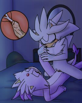 5_fingers absurd_res anthro bed bedroom blaze_the_cat bodily_fluids breasts chest_tuft clenched_teeth clitoris closed_eyes cum cum_in_pussy cum_in_uterus cum_inside cumshot digital_media domestic_cat duo ejaculation erection eulipotyphlan felid feline felis female female_penetrated fingers foreskin fur furniture genital_fluids genitals gottagoblast gottagoblastnsfw hair hedgehog hi_res holding_leg humanoid_genitalia humanoid_penis internal internal_vaginal lying male male/female male_penetrating male_penetrating_female mammal nipples nude on_back on_bed one_leg_up orgasm orgasm_face penetration penile penile_penetration penis purple_body purple_fur pussy raised_leg sega sex silver_the_hedgehog sonic_(series) sonic_the_hedgehog_(series) spread_legs spreading sweat sweatdrop tail teeth tight_foreskin tuft uncircumcised vaginal_penetration x-ray