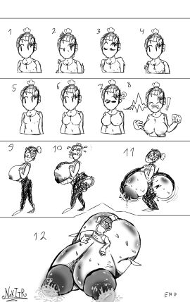 1girls 2d 2d_(artwork) ass ass_expansion breast_expansion breast_growth breast_growth_(enlargement) breast_squeeze breasts clothes_removed comic expansion female horny horny_female inflation lactation milk monochrome pants shiny_skin shocked shy sketch torn_clothes undershirt