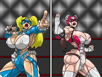 2024 2d 2d_(artwork) 2futas allesey blonde_hair breasts breasts_bigger_than_head brown_hair bulge capcom catfight crossover fight futa_on_futa futanari huge_breasts intersex jaycee julia_chang muscular muscular_futa namco oppai rainbow_mika ryona sexfight sexual_competition street_fighter tekken wrestler wrestler_costume wrestling wrestling_mask wrestling_outfit wrestling_ring