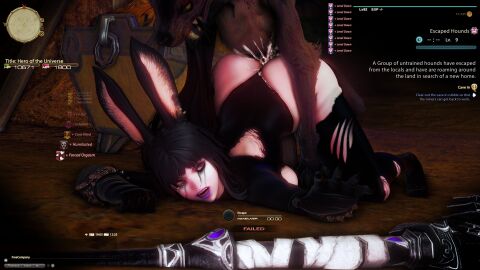 black_hair crying cum_in_pussy cutebuneira defeated_heroine english_text face_down_ass_up female feral feral_on_female feral_penetrating feral_penetrating_human final_fantasy_xiv forced_orgasm gameplay_mechanics head_down_ass_up knotting level_drain pussy ripped_clothing text viera zoophilia