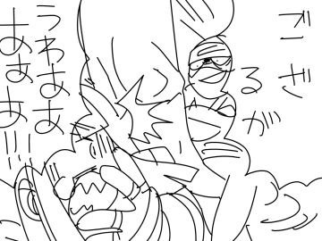 1boy 1girls ainu_clothes constricted_pupils covering_own_mouth female fingerless_gloves gigantic_penis gloves hair_ribbon hand_over_own_mouth headband highres humor japanese_text king_of_fighters long_hair male monochrome nakoruru open_mouth penis penis_awe ribbon samurai_shodown scared screaming shaded_face sketch smile snk surprised tears teeth translation_request turn_pale wide-eyed