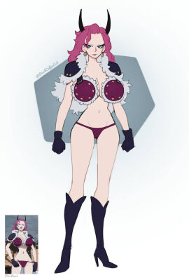 1girls beast_pirates beast_pirates_uniform big_breasts black_boots black_gloves boots breasts female female_only ginrummy gloves heel_boots horn horns knee_boots large_breasts leather_boots magenta_hair one_piece panties partially_clothed partially_nude partially_nude_female peachcoffeeart pink-haired_female pink_hair revealing solo_female solo_focus thong