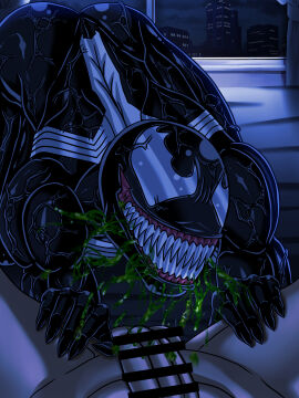 absurd_res alien alien_humanoid all_fours ass ass_up balls bodily_fluids breasts building censor_bar censored city city_background colored_saliva curtains duo emblem empty_eyes female first_person_view genitals green_saliva hi_res human human_on_humanoid humanoid humanoid_genitalia humanoid_penis ineffective_censorship interspecies male male/female mammal marvel marvel_comics muscles muscular muscular_female muscular_humanoid nude penis saliva sharp_teeth she-venom smile symbiote tasuku13 teeth unknown_character unusual_bodily_fluids unusual_saliva vein veiny_muscles venom_(marvel) window