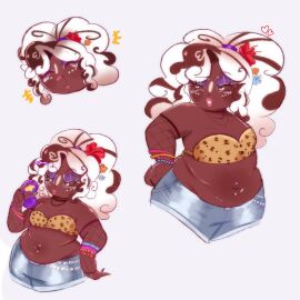 1boy adorable affogato_cookie alternate_body_type alternate_hairstyle beautiful belly chubby chubby_femboy chubby_male cookie cookie_humanoid cookie_run cookie_run_kingdom cute dark-skinned_male dark_skin devsisters femboy food_creature food_humanoid girly girly_boy gyaru lipstick long_nails makeup male male_only momo_muff1n nail_polish shirtless solo solo_male twink white_hair