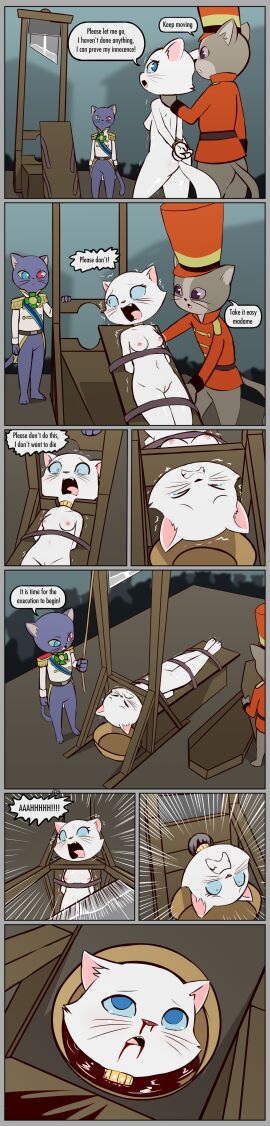3_toes 4_fingers absurd_res anthro ass back_groove begging_for_mercy blood_from_mouth blood_in_mouth blue_eyes blush bodily_fluids bound breasts choker choker_only clenched_teeth constricted_pupils crossover cute_fangs death disney domestic_cat duchess_(the_aristocats) e254e execution explicitly_stated_nonconsent eye_roll fangs feet felid feline felis female female_death fingers french fur genitals ghibli gore group guillotine guillotine_(face_up) guro helpless heterochromia hi_res imminent_death jewelry long_image male mammal natural_breasts navel necklace necklace_only nipples nosebleed nude pain prince_lune public public_execution pupils pussy ryona scared screaming severed_body_part severed_head small_pupils tall_image tears teeth the_aristocats the_cat_returns toes trio white_body white_fur