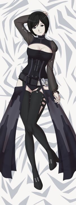 1girls black_eyes black_hair breasts clothing high_heels hips knights_of_sidonia looking_at_viewer medium_breasts panties sidonia_no_kishi sip_(artist) thighhighs thighs yure_shinatose_(sidonia_no_kishi)