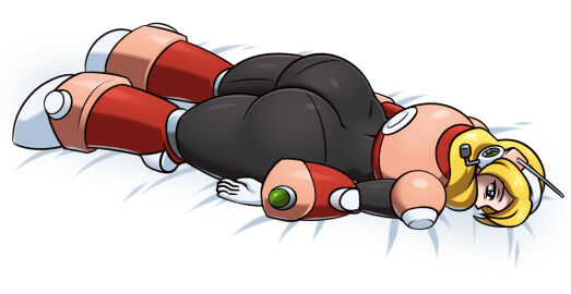 1girls alia android android_girl arms_at_sides ass bed big_ass big_butt blonde_hair blue_eyes bodysuit boots capcom face_down female female_only gloves hyoumaru long-haired_female long_hair lying lying_down lying_on_stomach mega_man mega_man_x on_front on_stomach robot robot_girl robot_humanoid solo solo_female solo_focus tagme tired