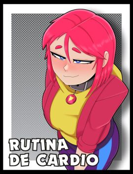 1girls blue_eyes brawl_stars ceo_of_lizards choker comic female female_focus female_only light-skinned_female light_skin max_(brawl_stars) red_hair short_hair solo solo_female solo_focus spanish_text streetwear_max tagme text topwear