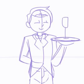 accidental_erection animated breasts dialogue exposed_breasts female gif huge_breasts huge_penis hyper_breasts hyper_penis instant_erection jinnsart male milf nervous nipples penis seductive text titjob unfinished waiter