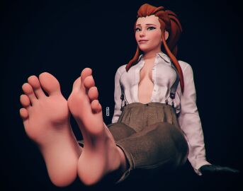 1girls 3d brigitte feet feet_focus feet_together feet_up female female_focus female_only foot_fetish overwatch overwatch_2 soles toes