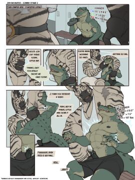 2024 absurd_res anthro armpit_hair back_spines biceps big_muscles big_penis black_bottomwear black_clothing black_nipples black_penis black_shorts black_snout black_stripes body_growth body_growth_(enlargement) body_hair bottle bottomwear bulge character_bio character_name clothed clothing conner_(oldshep) container crocodile crocodilian crocodylid curtis_(oldshep) deltoids duo equid equine fur genitals gloves_(marking) green_body green_scales grey_hair growth hair hand_in_pants hi_res holding_water_bottle jockstrap jockstrap_down larger_anthro larger_male male male/male mammal markings mohawk muscle_growth muscles muscular muscular_anthro muscular_male nipples oldshep pecs penis penis_grab reptile scales scalie shirt short_sleeves shorts size_difference size_transformation small_penis smaller_anthro smaller_male striped_body striped_fur stripes tail_spines tank_top topless topwear transformation underwear vein veiny_penis water_bottle white_body white_clothing white_fur white_jockstrap white_shirt white_tank_top white_topwear white_underwear yellow_sclera zebra