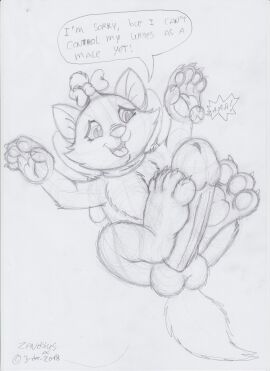 1futa anthro cub dickgirl erection feet futa_cub futa_only futanari intersex marie_(aristocats) masturbation monochrome sketch solo solo_futa speech_bubble text the_aristocats zenobius