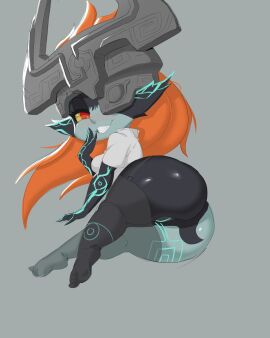 1girls ass big_ass big_breasts black_body blush blushing breasts female female_only imp imp_midna looking_at_viewer looking_back midna multicolored_body nintendo orange_hair pussy red_eyes school_uniform shiny_skin shortstack solo solo_female solo_focus the_heking the_legend_of_zelda thick_thighs thighs twilight_princess wide_hips