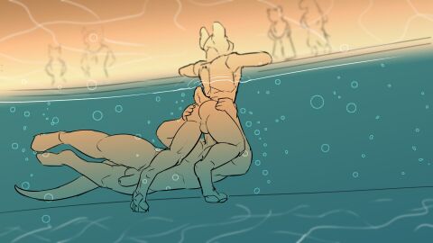 anthro arvie_dreadmaw ass background_character backsack balls ballsack bubble dragon dungeons_and_dragons duo duo_focus fek fekkri_talot felid feline fellatio flaccid floating full-length_portrait fur genitals group hasbro hi_res hidden_face hindpaw hip_grab humanoid leaning leaning_forward leaning_on_another leaning_on_wall looking_away male male/male mammal mythological_creature mythological_scalie mythology nude oral paws penile penis pool poolside portrait rear_view scalie sex shaded size_difference small_dom_big_sub small_tail smaller_male stealth_sex tabaxi tail underwater underwater_blowjob underwater_sex underwater_view water wizards_of_the_coast