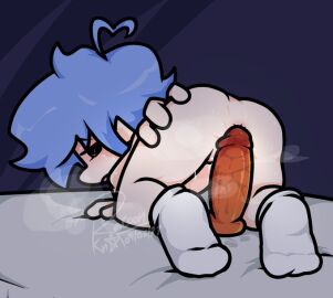 1boy ahoge alternate_universe ass benjamin_fairest_(friday_night_funkin_soft) boyfriend_(friday_night_funkin) dildo friday_night_funkin friday_night_funkin_mod friday_night_funkin_soft gay grab_the_butt looking_back male male_only pale_skin rakitoxic socks_only soft_boyfriend solo solo_focus solo_male