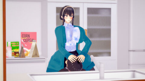 1boy 1girls 3d alternate_breast_size breasts cuckold female human male murdoch_swan spy_x_family yor_briar yor_forger